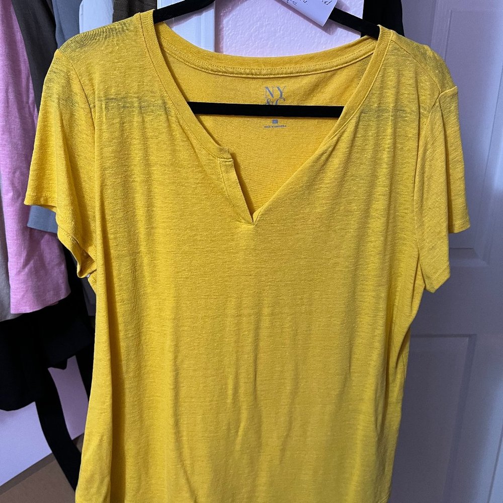 Ladies New York and Company Yellow T-Shirt